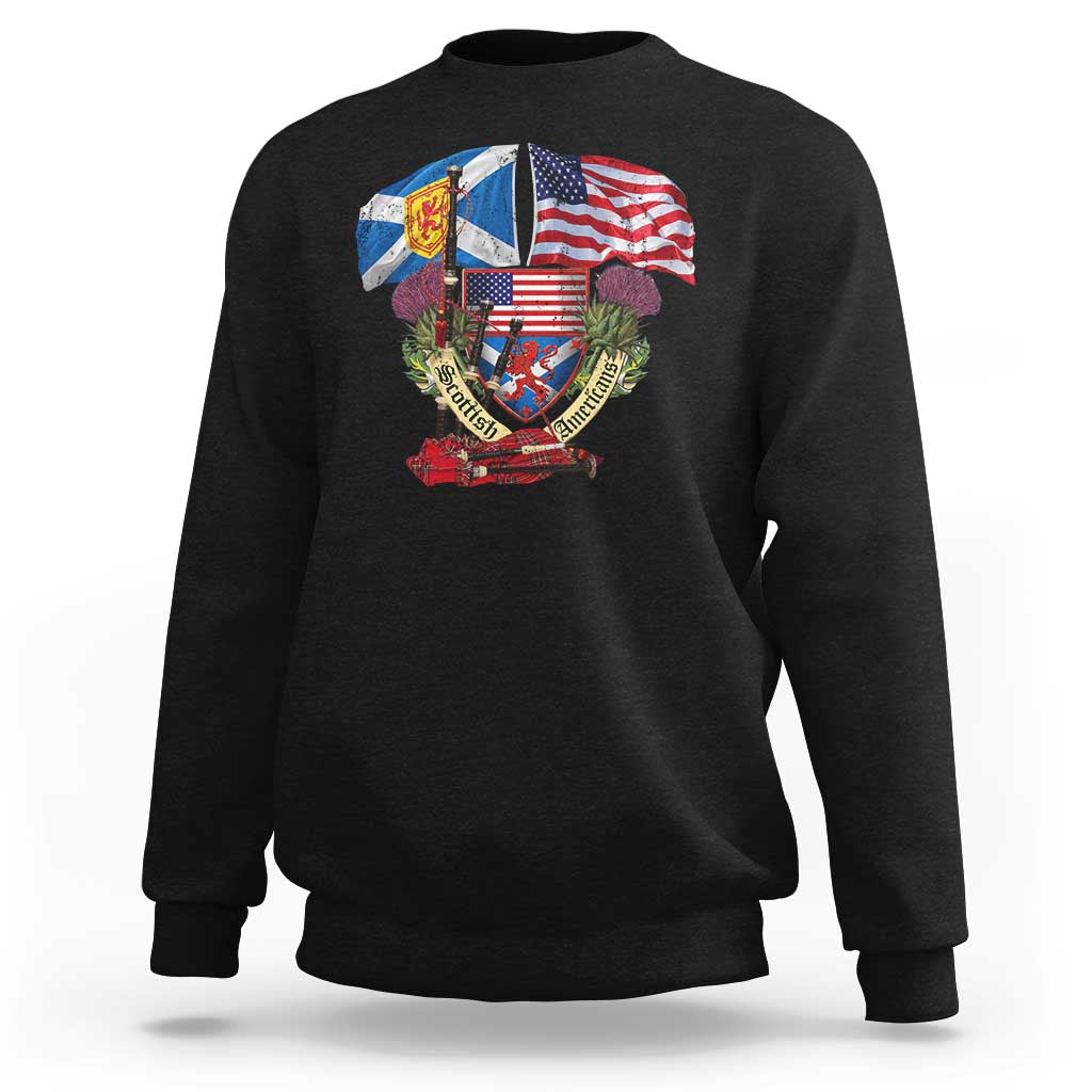 Scottish American Heritage Month Sweatshirt Bagpipe Vintage Scottish American Flag Thistle