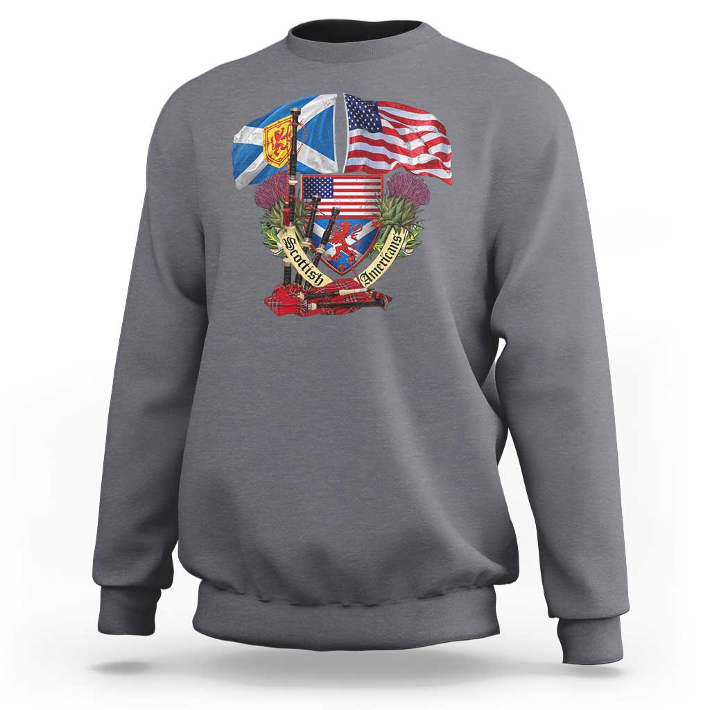 Scottish American Heritage Month Sweatshirt Bagpipe Vintage Scottish American Flag Thistle