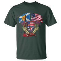 Scottish American Heritage Month T Shirt Bagpipe Vintage Scottish American Flag Thistle