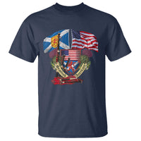 Scottish American Heritage Month T Shirt Bagpipe Vintage Scottish American Flag Thistle