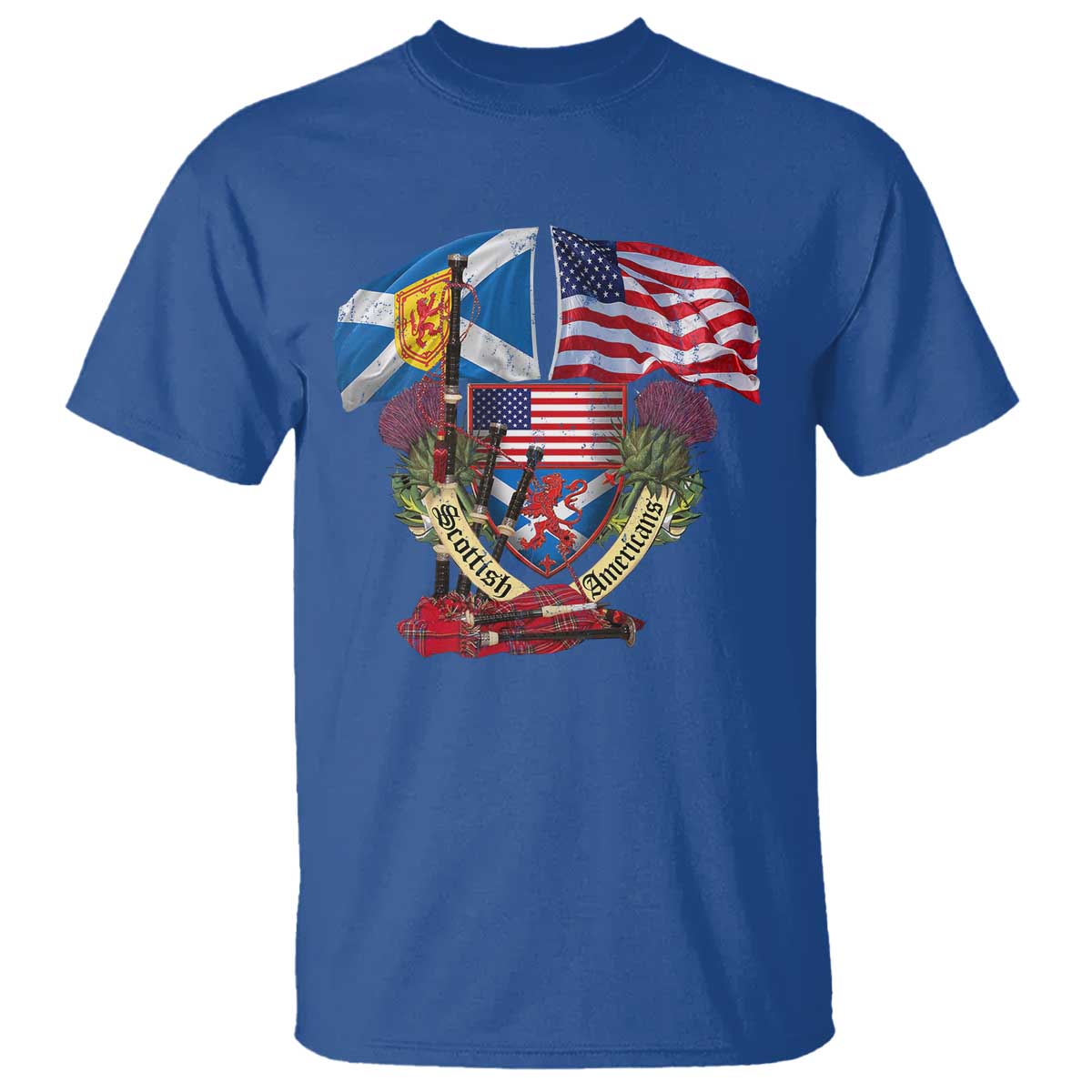 Scottish American Heritage Month T Shirt Bagpipe Vintage Scottish American Flag Thistle