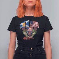 Scottish American Heritage Month T Shirt For Women Bagpipe Vintage Scottish American Flag Thistle
