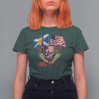 Scottish American Heritage Month T Shirt For Women Bagpipe Vintage Scottish American Flag Thistle