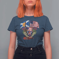 Scottish American Heritage Month T Shirt For Women Bagpipe Vintage Scottish American Flag Thistle