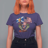Scottish American Heritage Month T Shirt For Women Bagpipe Vintage Scottish American Flag Thistle