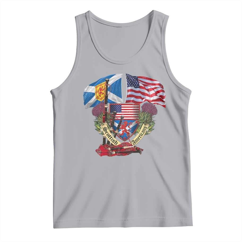 Scottish American Heritage Month Tank Top Bagpipe Vintage Scottish American Flag Thistle