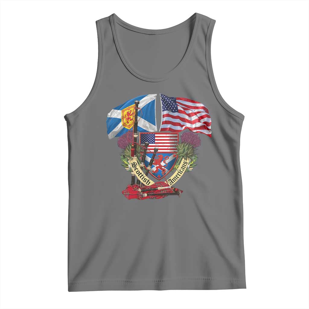 Scottish American Heritage Month Tank Top Bagpipe Vintage Scottish American Flag Thistle