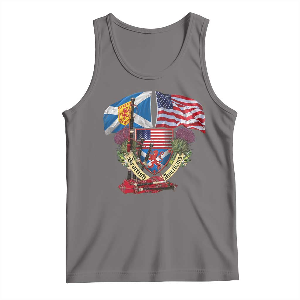 Scottish American Heritage Month Tank Top Bagpipe Vintage Scottish American Flag Thistle