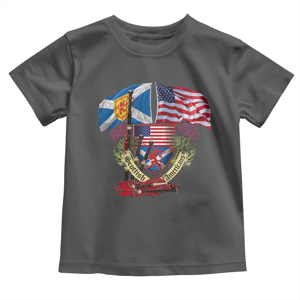Scottish American Heritage Month Toddler T Shirt Bagpipe Vintage Scottish American Flag Thistle