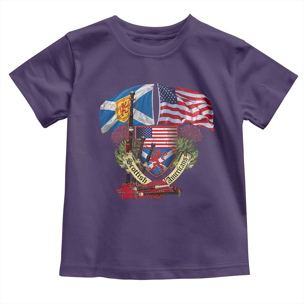 Scottish American Heritage Month Toddler T Shirt Bagpipe Vintage Scottish American Flag Thistle