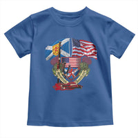 Scottish American Heritage Month Toddler T Shirt Bagpipe Vintage Scottish American Flag Thistle