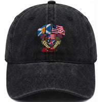 Scottish American Heritage Month Washed Cotton Baseball Cap Bagpipe Vintage Scottish American Flag Thistle