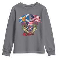Scottish American Heritage Month Youth Sweatshirt Bagpipe Vintage Scottish American Flag Thistle
