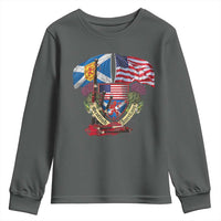 Scottish American Heritage Month Youth Sweatshirt Bagpipe Vintage Scottish American Flag Thistle