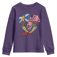 Scottish American Heritage Month Youth Sweatshirt Bagpipe Vintage Scottish American Flag Thistle