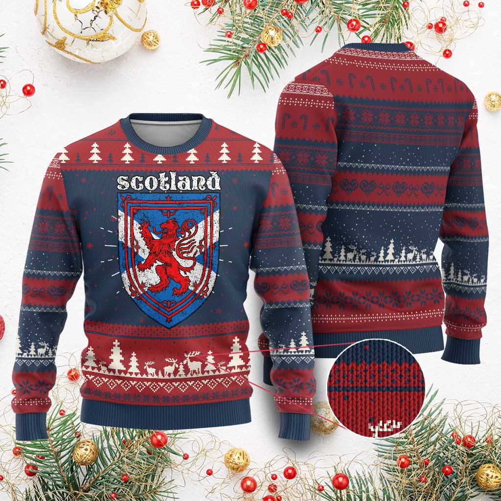 Scottish Pride Knitted Sweatshirt Scottish Rampant Lion Flag Scotland Coat of Arms - Wonder Print Shop