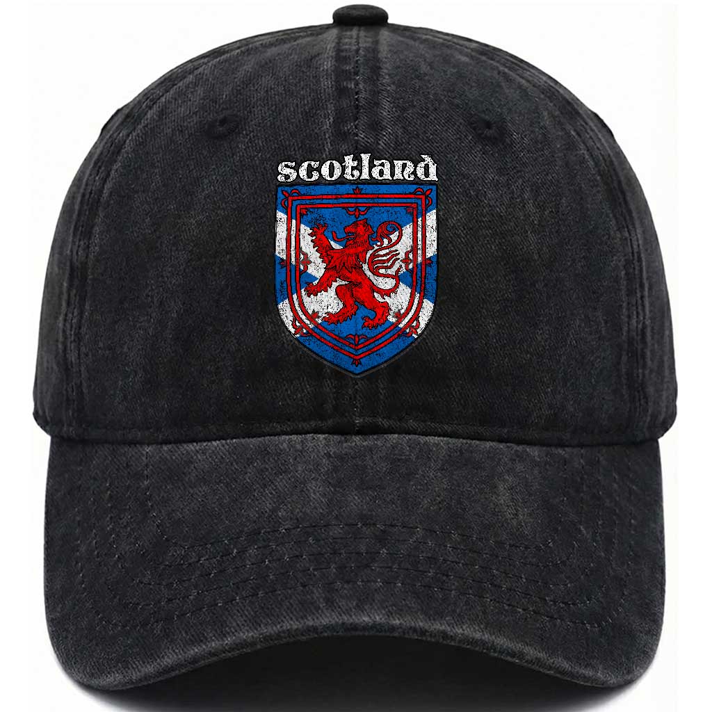 Scottish Pride Washed Cotton Baseball Cap Scottish Rampant Lion Flag Scotland Coat of Arms