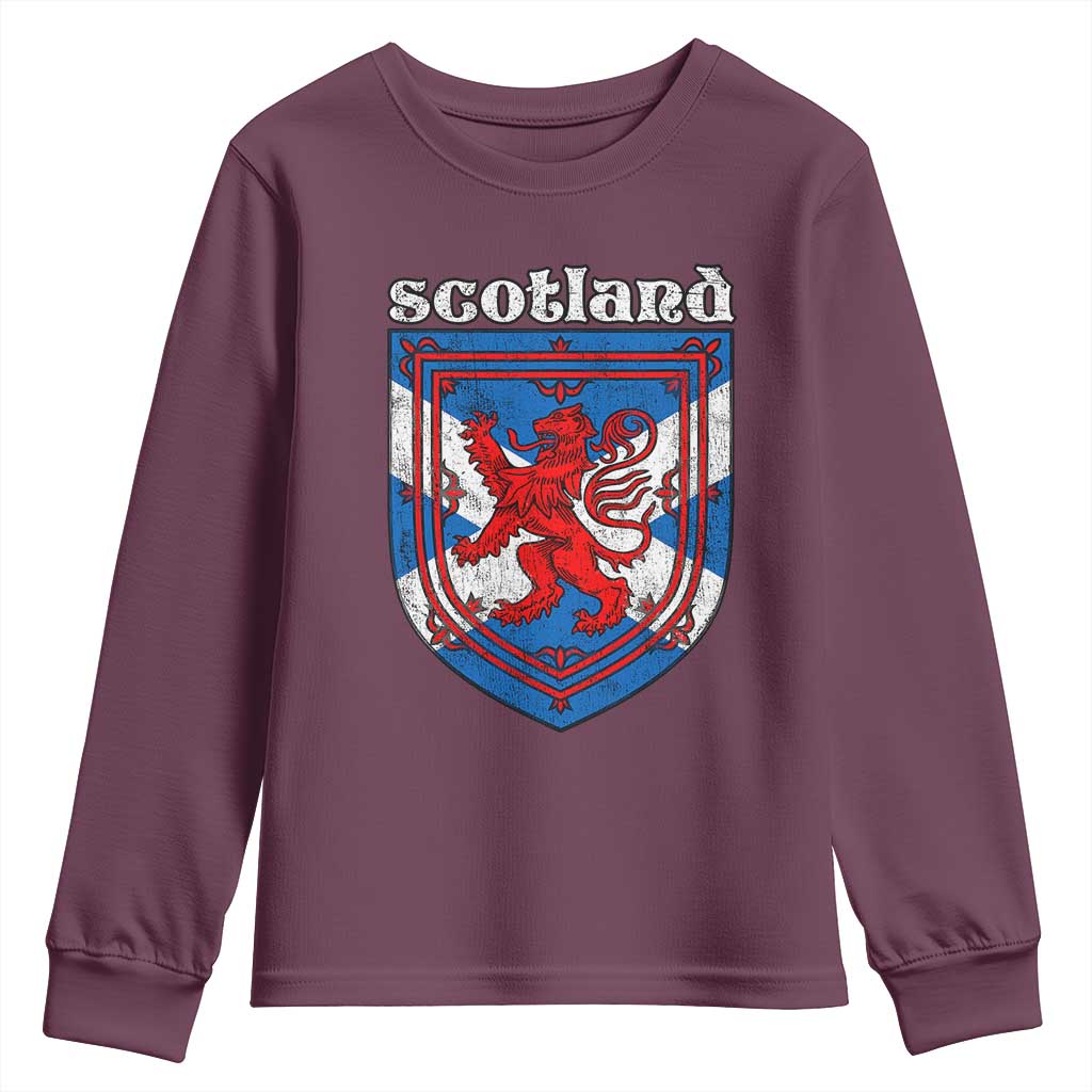Scottish Pride Youth Sweatshirt Scottish Rampant Lion Flag Scotland Coat of Arms