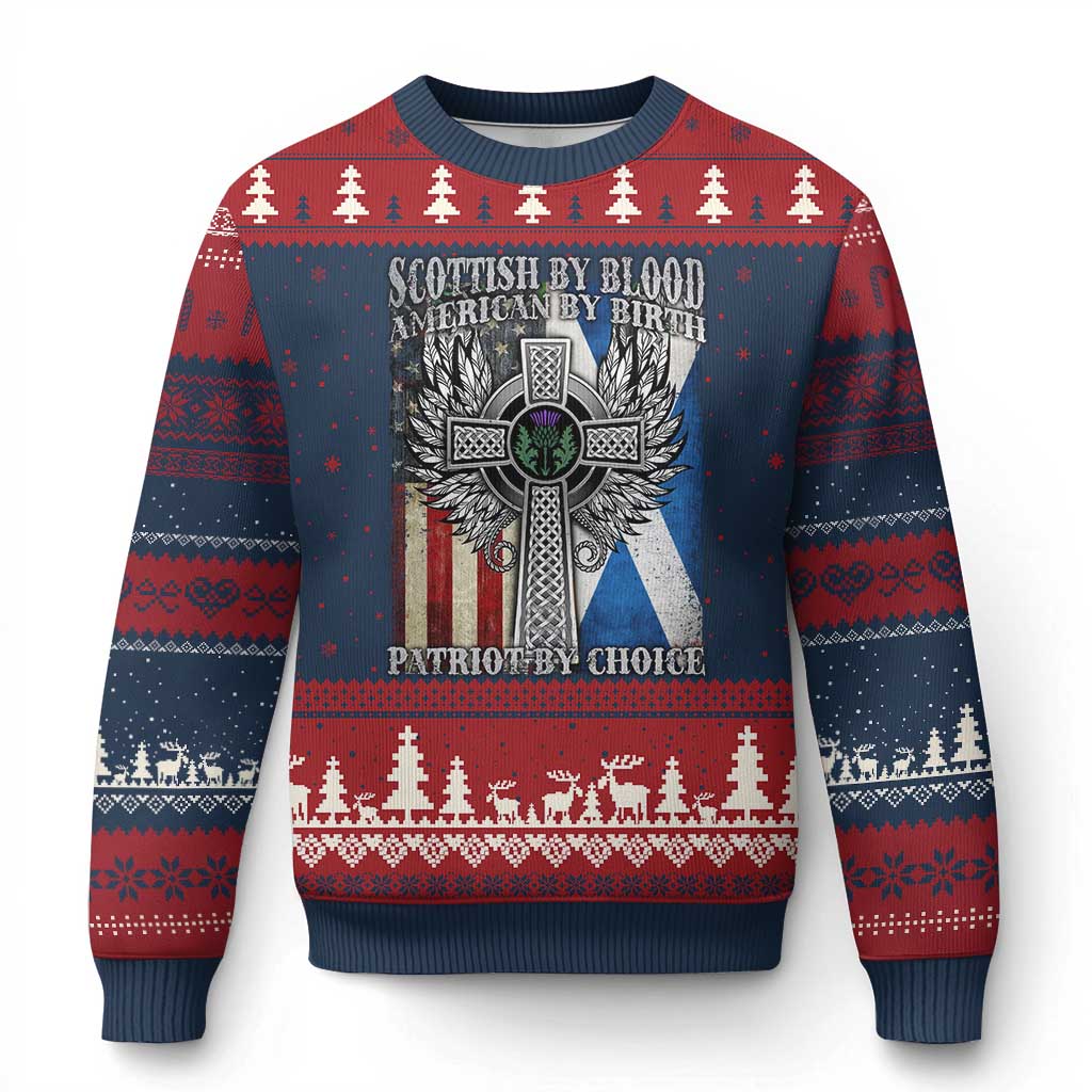Scottish American Ugly Christmas Sweater Scottish By Blood American By Birth Patriot By Choice - Wonder Print Shop