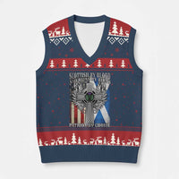 Scottish American V-Neck Knit Sweater Vest Scottish By Blood American By Birth Patriot By Choice - Wonder Print Shop
