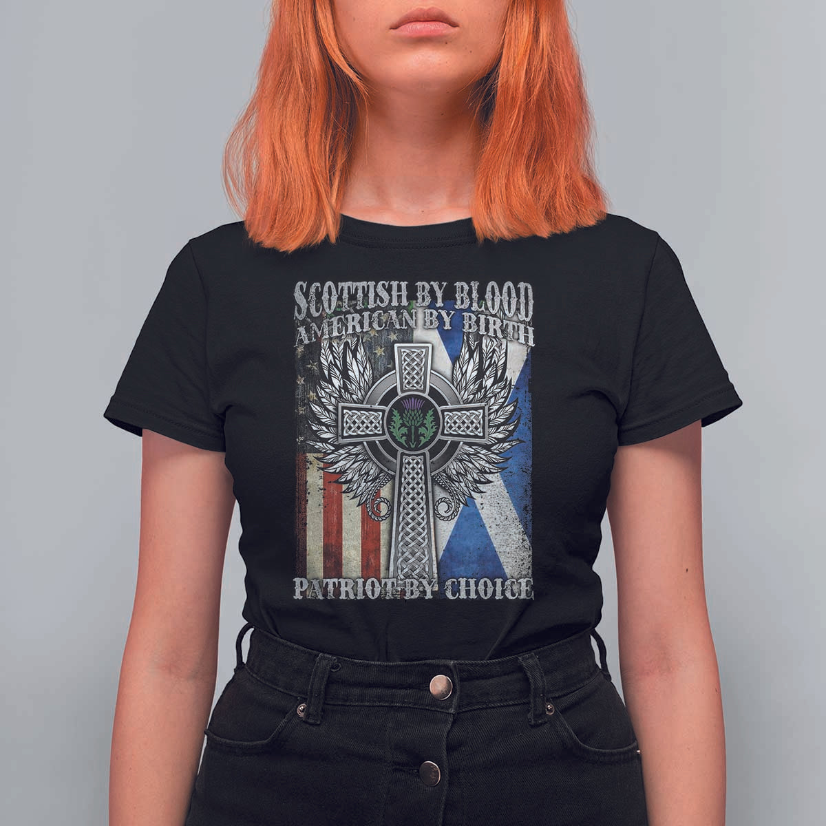 Scottish American T Shirt For Women Scottish By Blood American By Birth Patriot By Choice