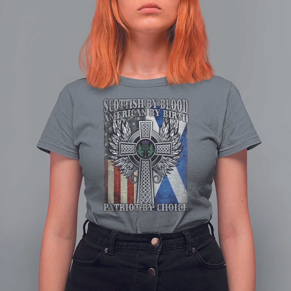 Scottish American T Shirt For Women Scottish By Blood American By Birth Patriot By Choice