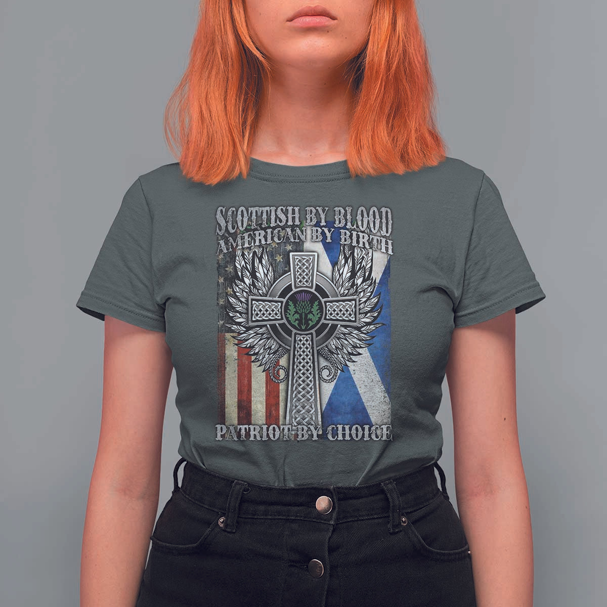 Scottish American T Shirt For Women Scottish By Blood American By Birth Patriot By Choice