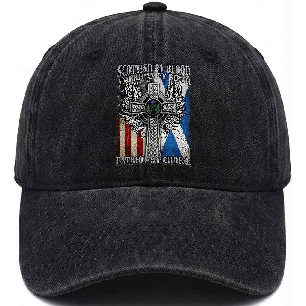 Scottish American Washed Cotton Baseball Cap Scottish By Blood American By Birth Patriot By Choice