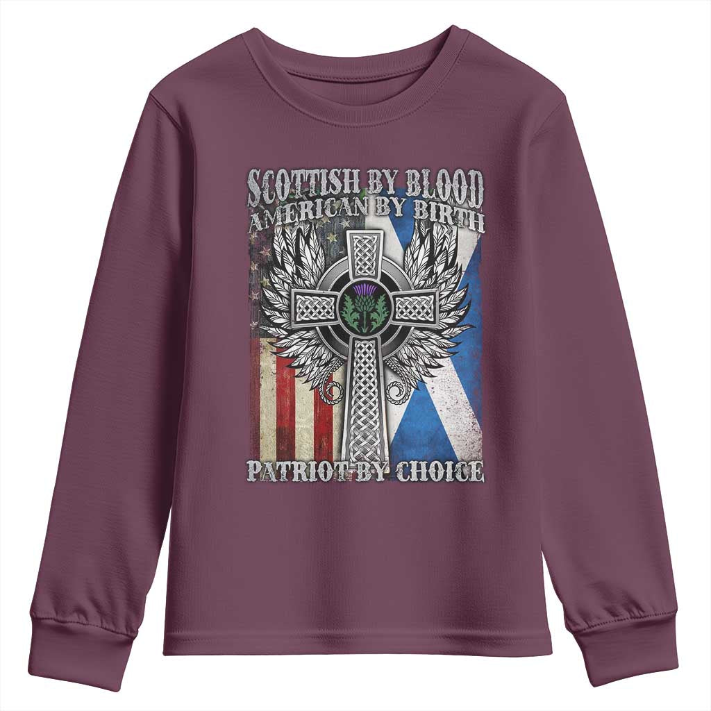 Scottish American Youth Sweatshirt Scottish By Blood American By Birth Patriot By Choice