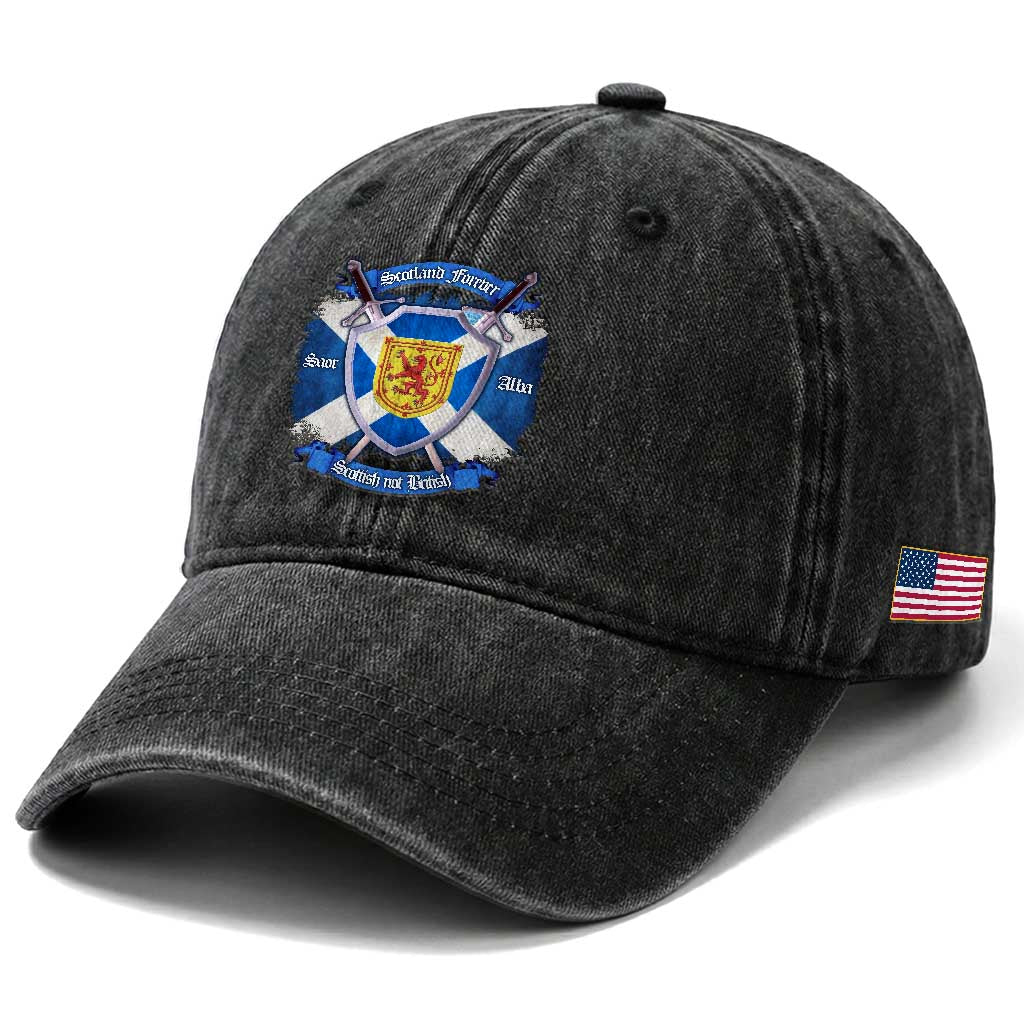 Scotland Forever Saor Alba Scottish Not British Washed Cotton Baseball Cap Scottish Pride