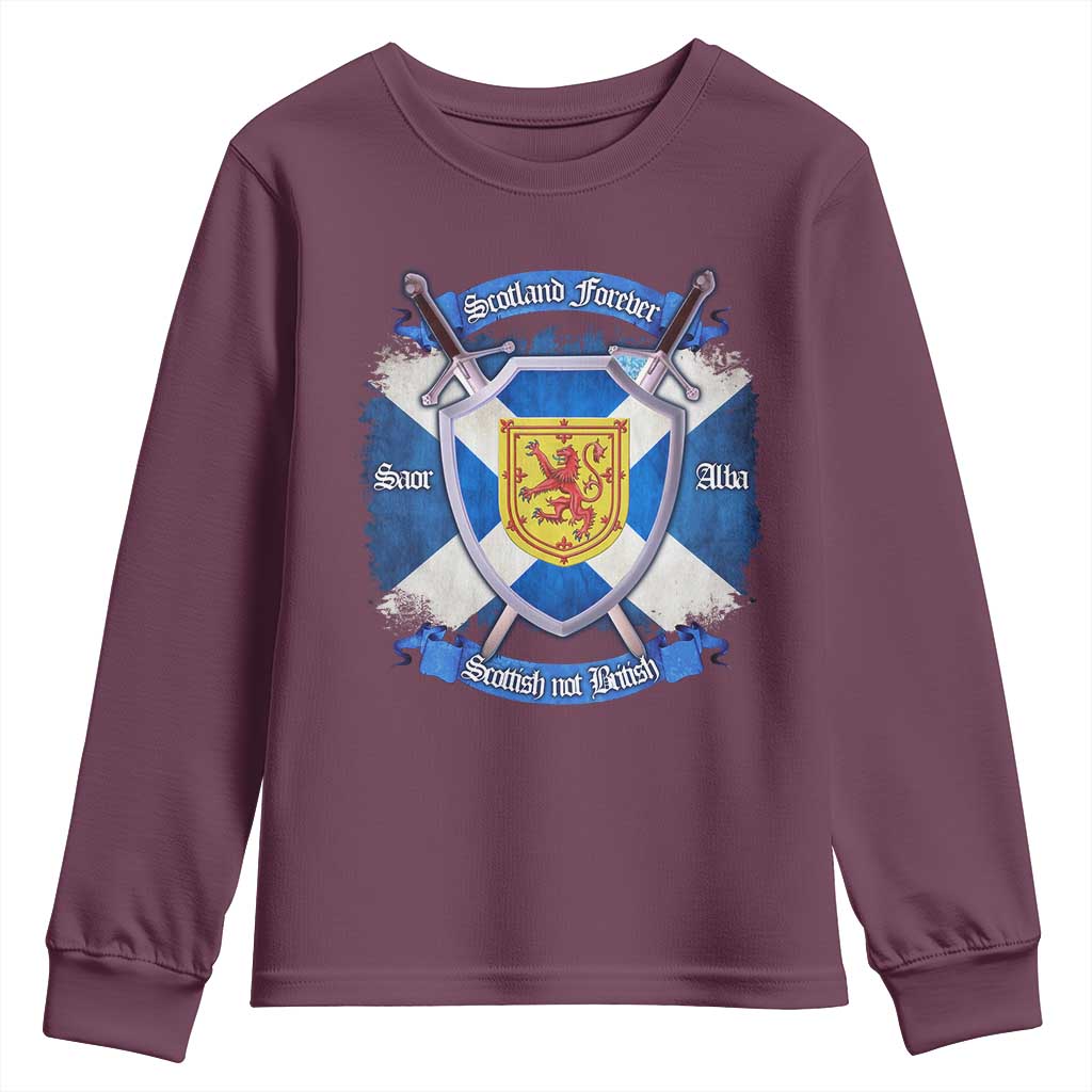 Scotland Forever Saor Alba Scottish Not British Youth Sweatshirt Scottish Pride