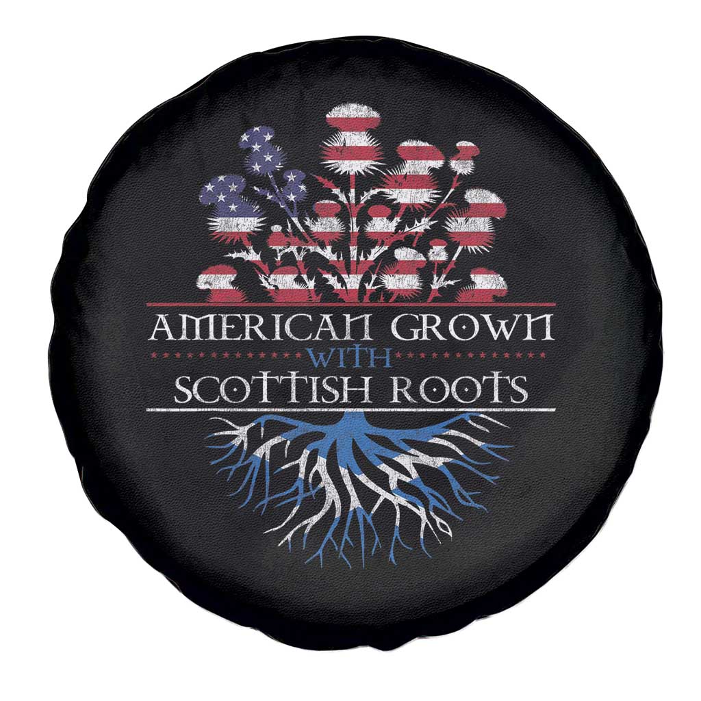 American Grown With Scottish Roots Spare Tire Cover Scottish American Heritage Thistle Flower