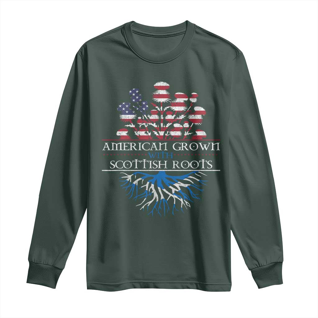 American Grown With Scottish Roots Long Sleeve Shirt Scottish American Heritage Thistle Flower