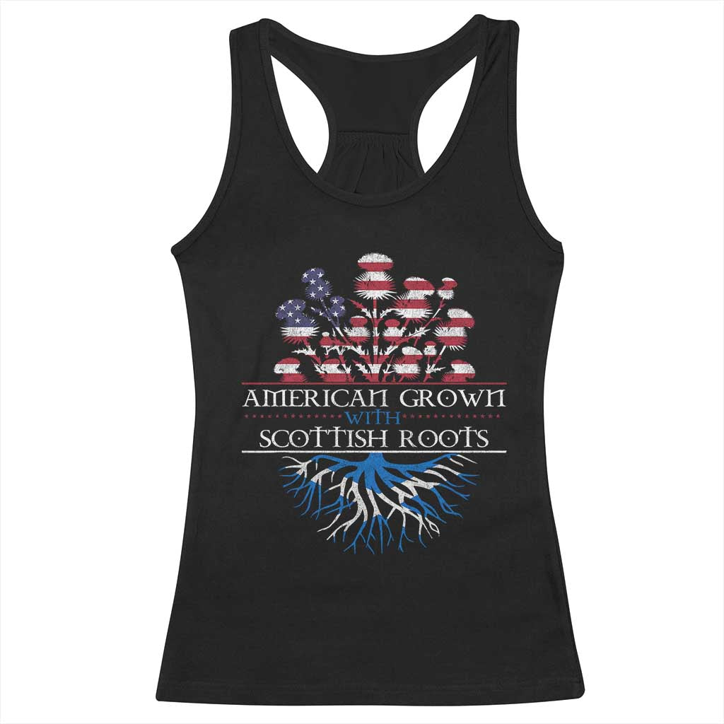 American Grown With Scottish Roots Racerback Tank Top Scottish American Heritage Thistle Flower