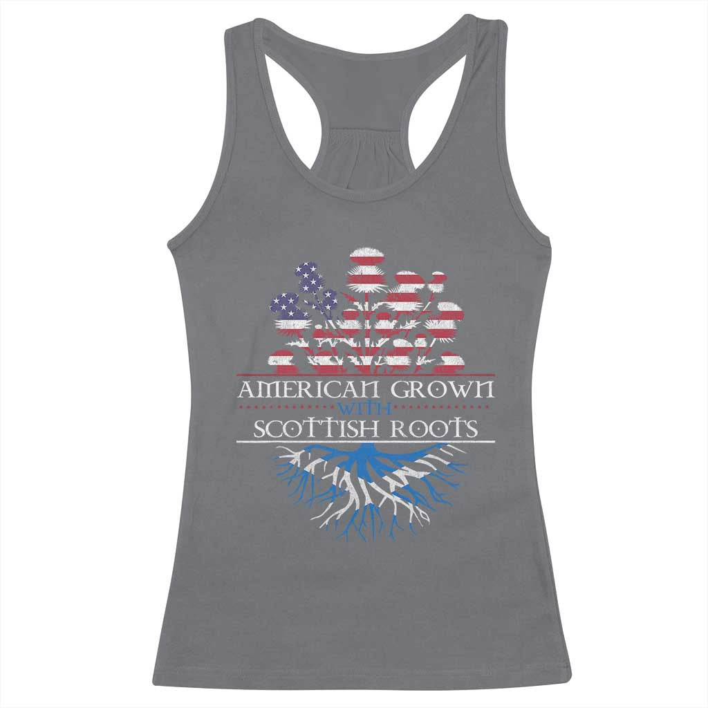 American Grown With Scottish Roots Racerback Tank Top Scottish American Heritage Thistle Flower