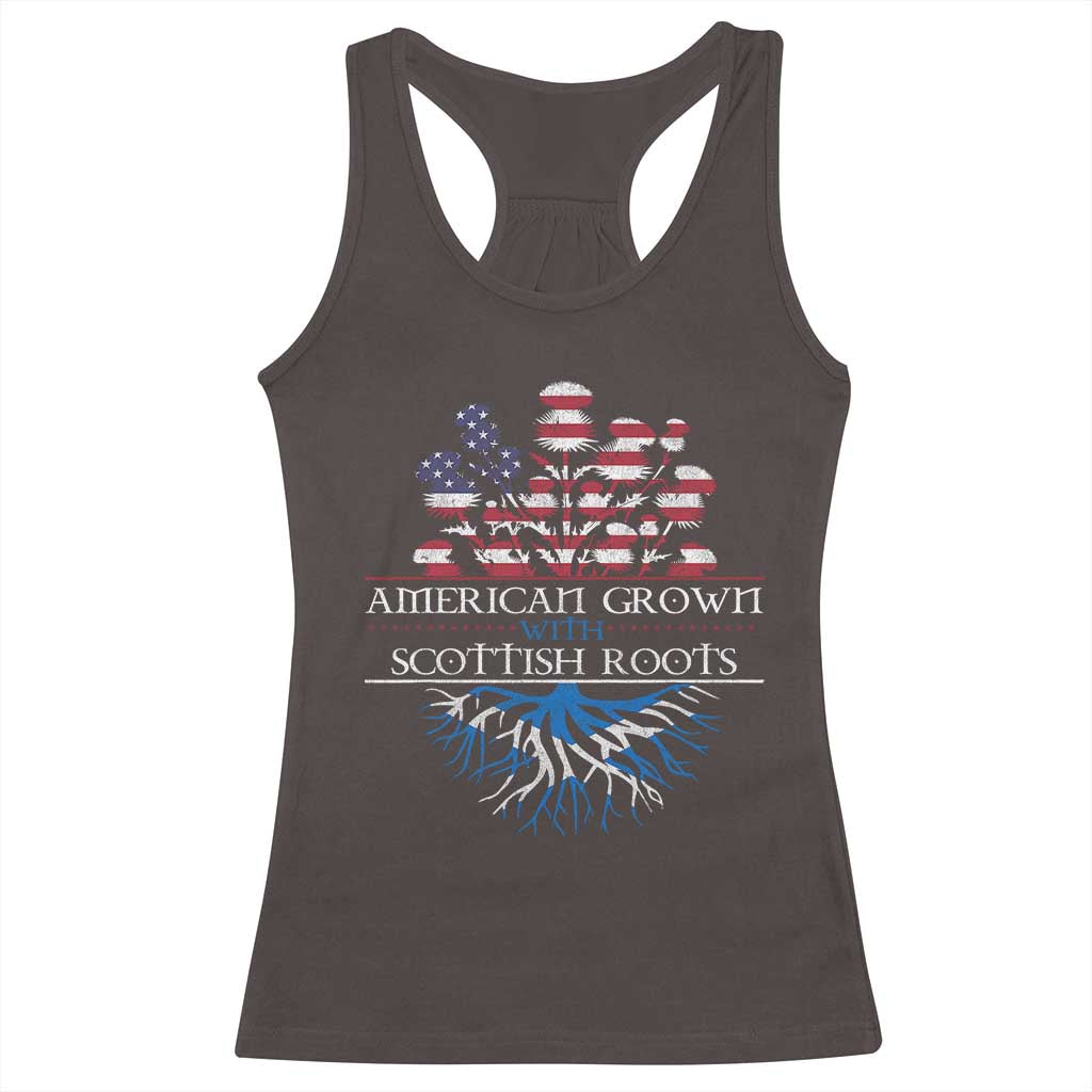 American Grown With Scottish Roots Racerback Tank Top Scottish American Heritage Thistle Flower