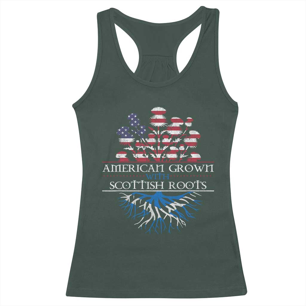 American Grown With Scottish Roots Racerback Tank Top Scottish American Heritage Thistle Flower