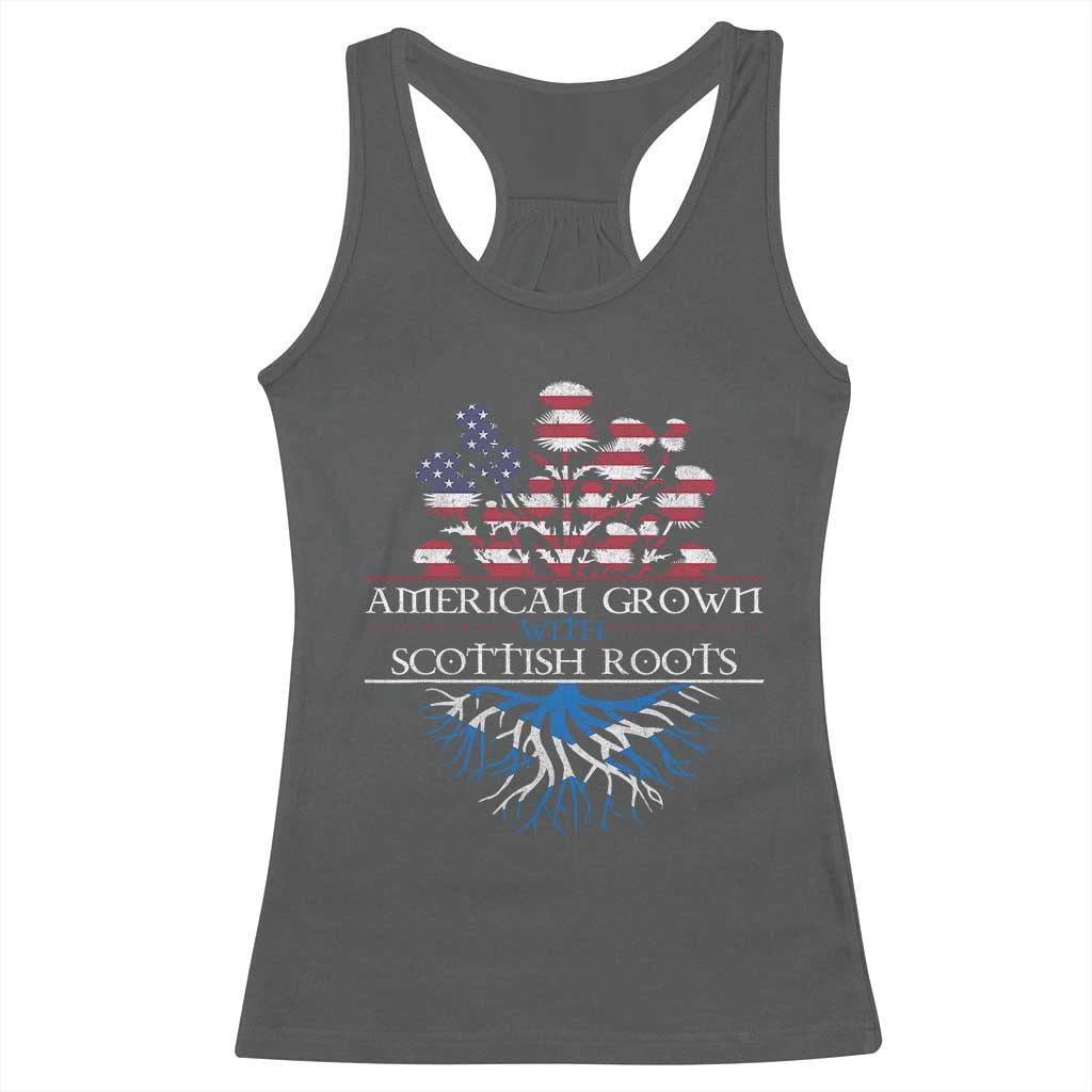 American Grown With Scottish Roots Racerback Tank Top Scottish American Heritage Thistle Flower