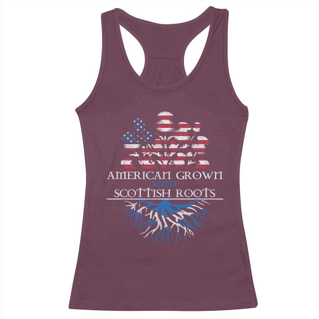 American Grown With Scottish Roots Racerback Tank Top Scottish American Heritage Thistle Flower