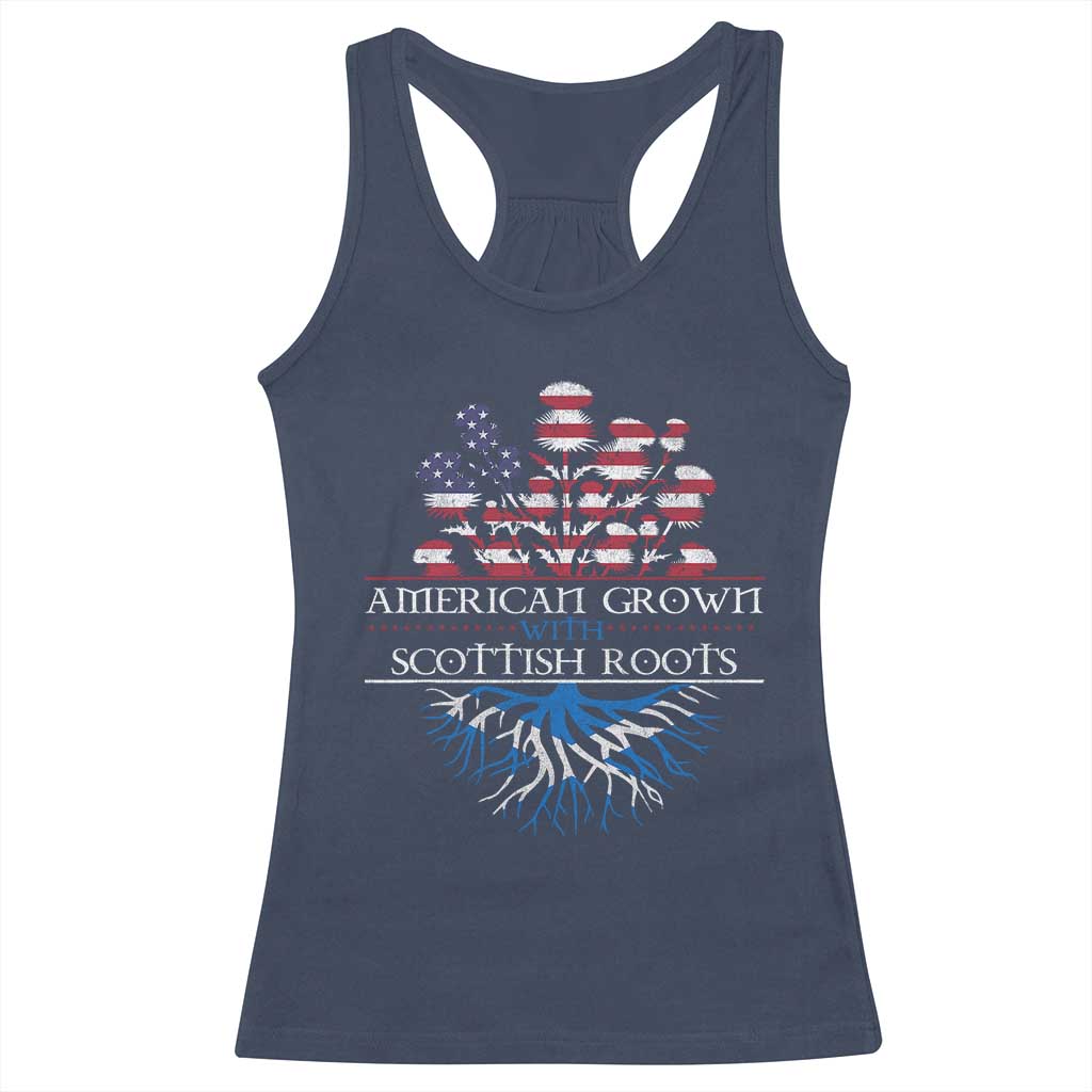American Grown With Scottish Roots Racerback Tank Top Scottish American Heritage Thistle Flower