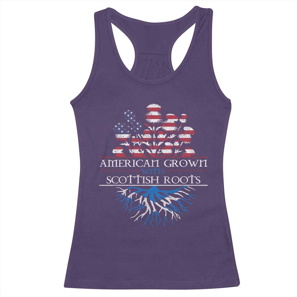 American Grown With Scottish Roots Racerback Tank Top Scottish American Heritage Thistle Flower