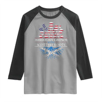 American Grown With Scottish Roots Raglan Shirt Scottish American Heritage Thistle Flower