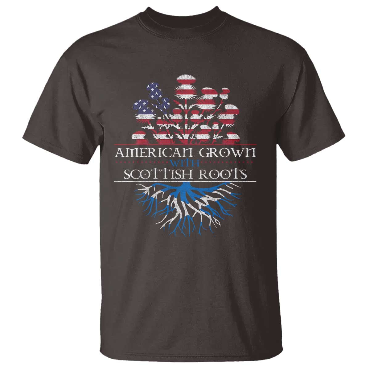 American Grown With Scottish Roots T Shirt Scottish American Heritage Thistle Flower