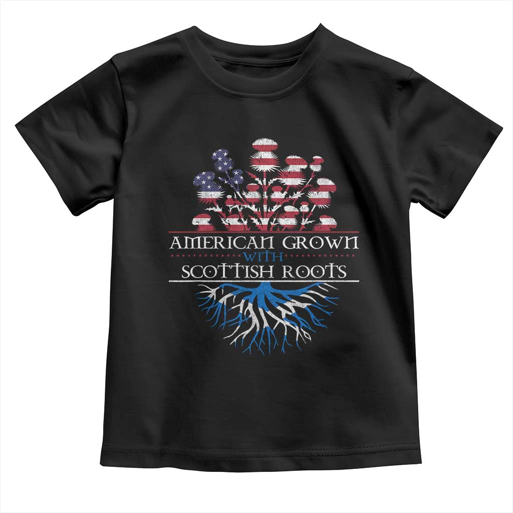 American Grown With Scottish Roots Toddler T Shirt Scottish American Heritage Thistle Flower