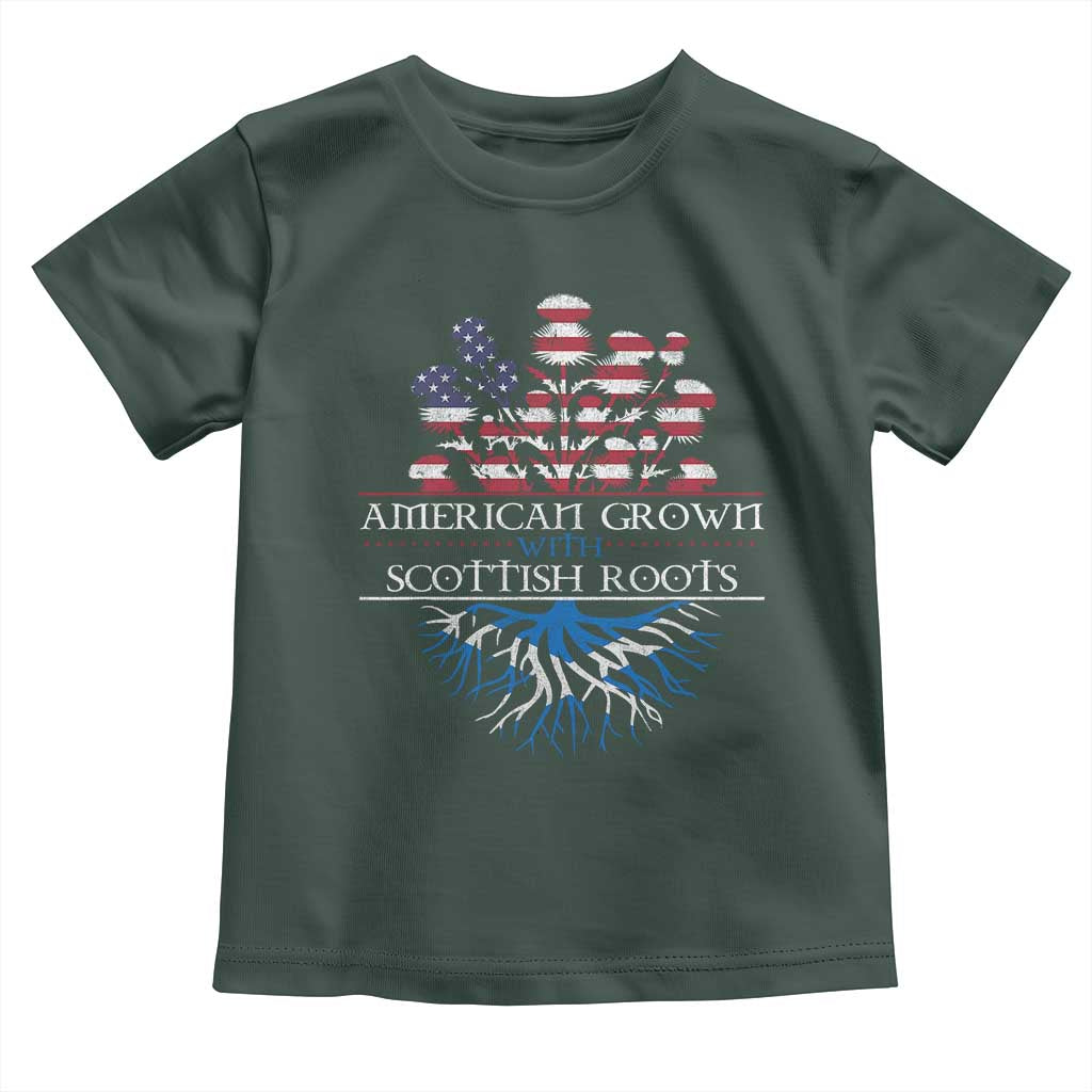 American Grown With Scottish Roots Toddler T Shirt Scottish American Heritage Thistle Flower