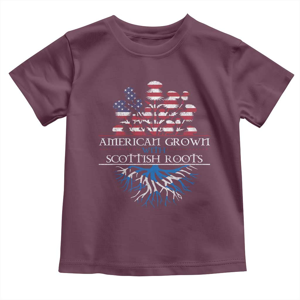 American Grown With Scottish Roots Toddler T Shirt Scottish American Heritage Thistle Flower
