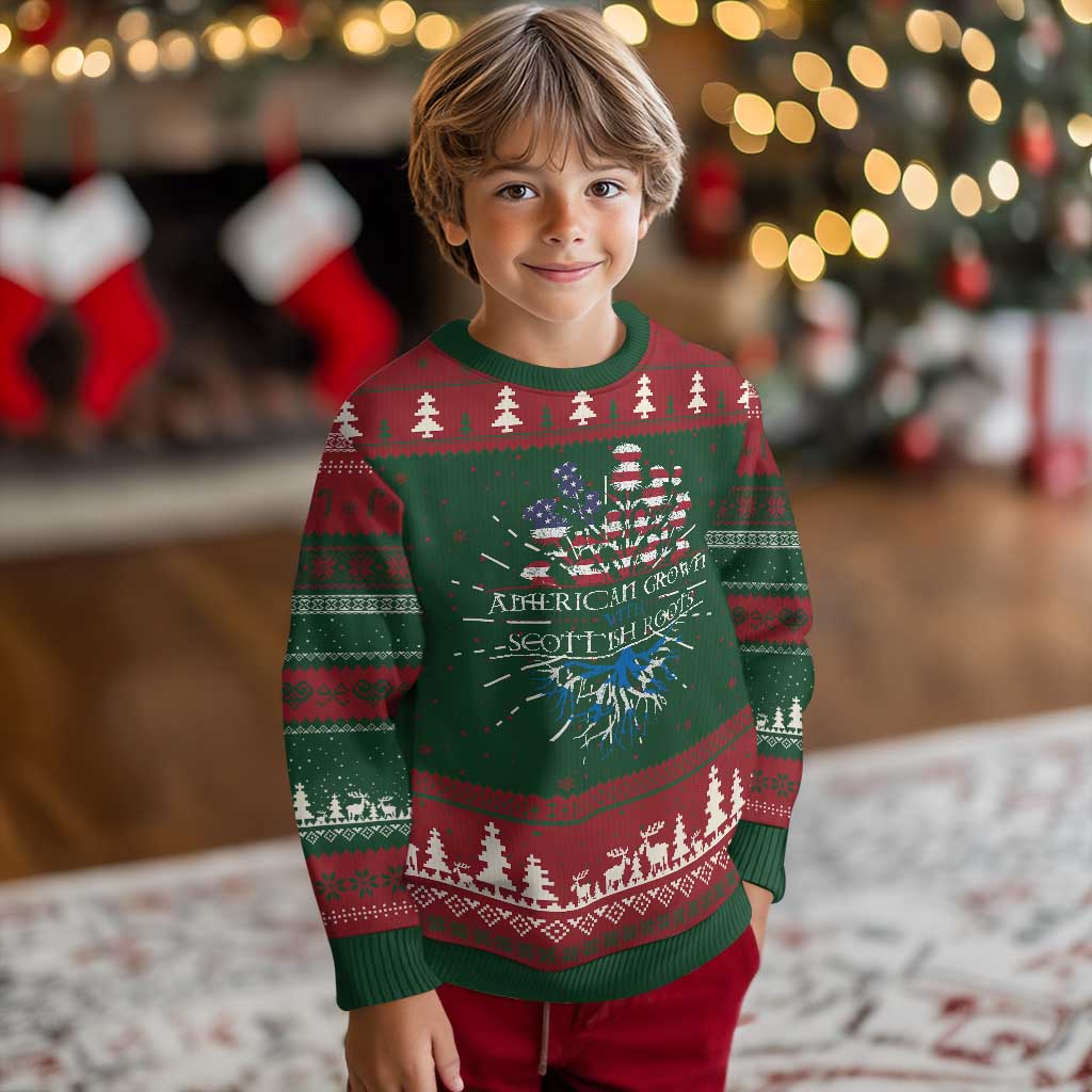 American Grown With Scottish Roots Ugly Christmas Sweater Scottish American Heritage Thistle Flower TS11