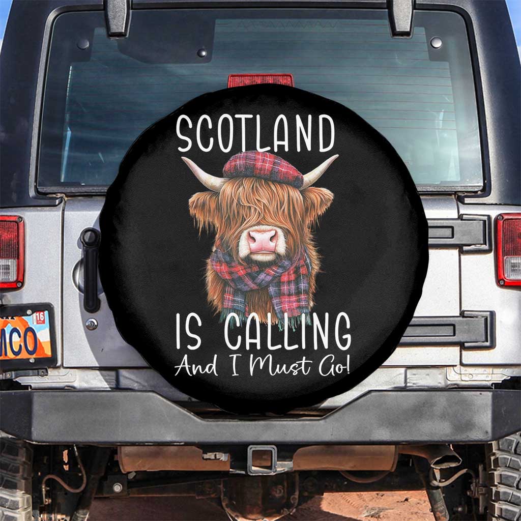 Funny Scotland Is Calling And I Must Go Spare Tire Cover Highland Cow