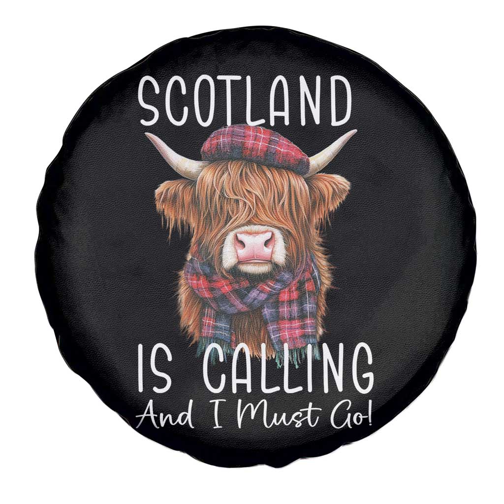 Funny Scotland Is Calling And I Must Go Spare Tire Cover Highland Cow