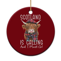 Funny Scotland Is Calling And I Must Go Ceramic Ornament Highland Cow - Wonder Print Shop